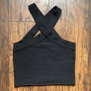 T Alexander Wang Black BodyCon Ribbed Crop Top